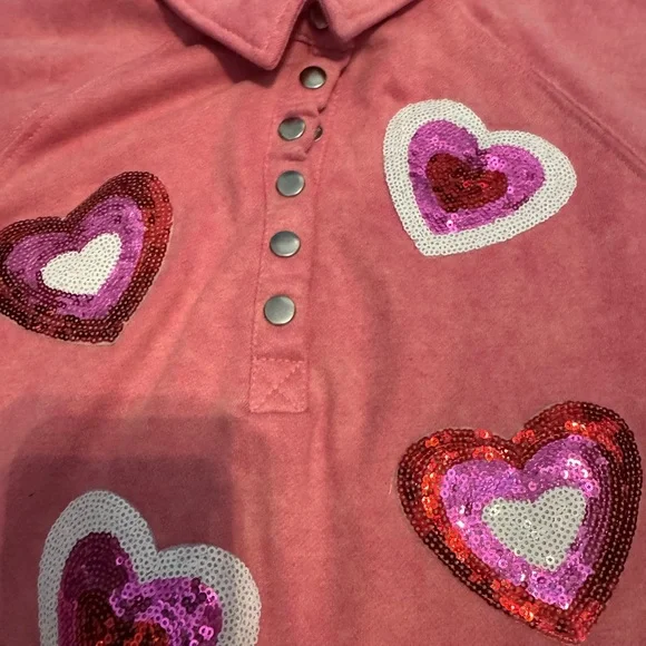 Boutique Hearts Pink Sweatshirt | Similiar to Queen of Sparkles size small - Picture 2 of 6